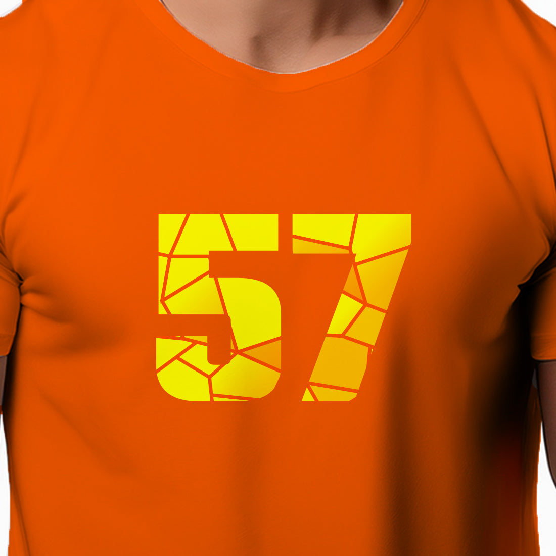 57 Number Men Unisex T-Shirt | Custom Number Graphic Tee (Orange)