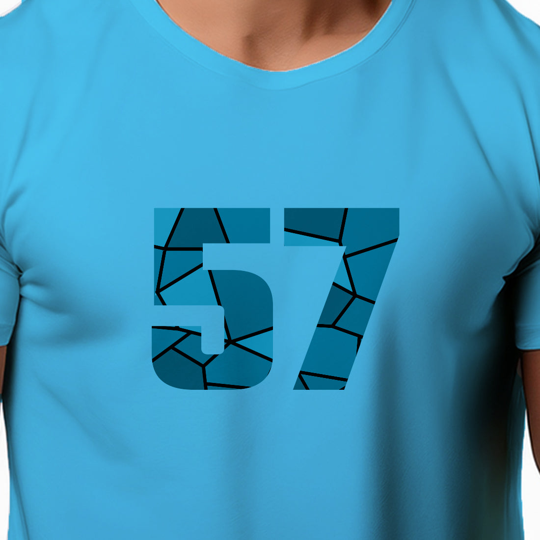 57 Number Men Unisex T-Shirt | Custom Number Graphic Tee (Sky Blue)