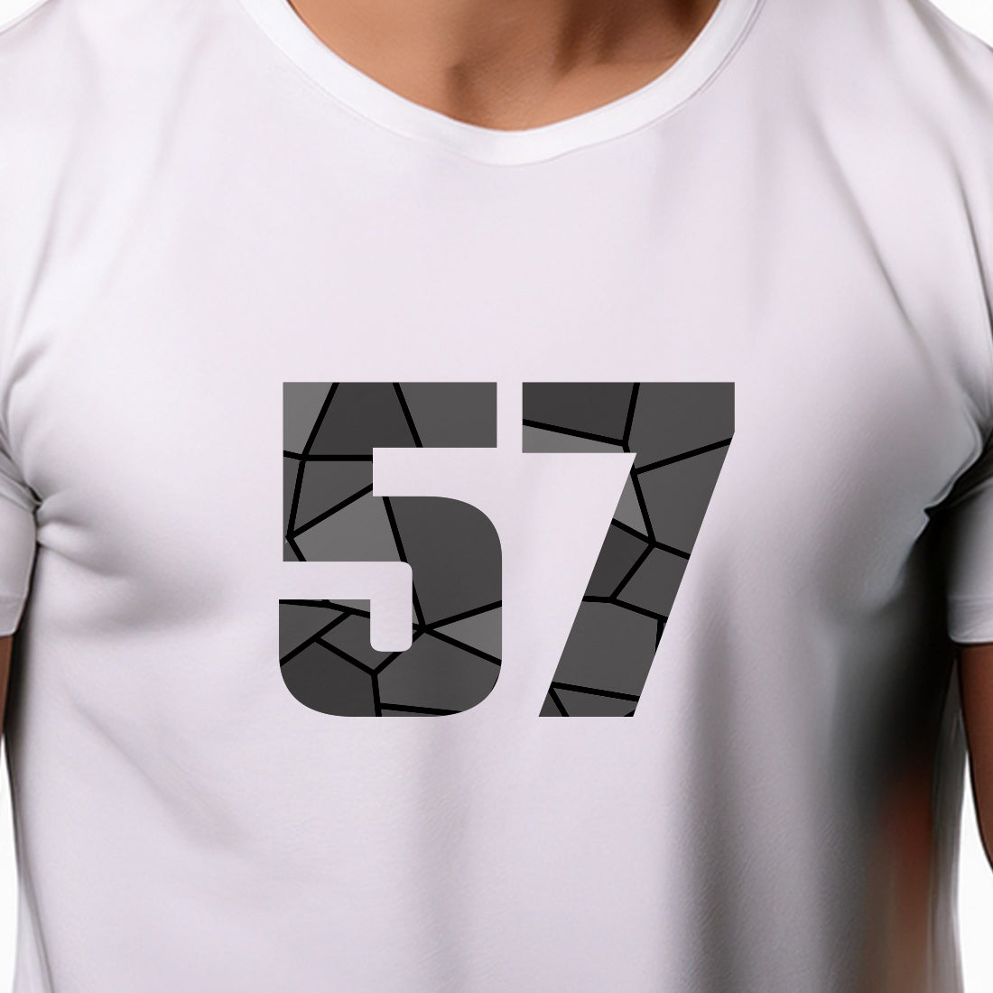 57 Number Men Unisex T-Shirt | Custom Number Graphic Tee (White)