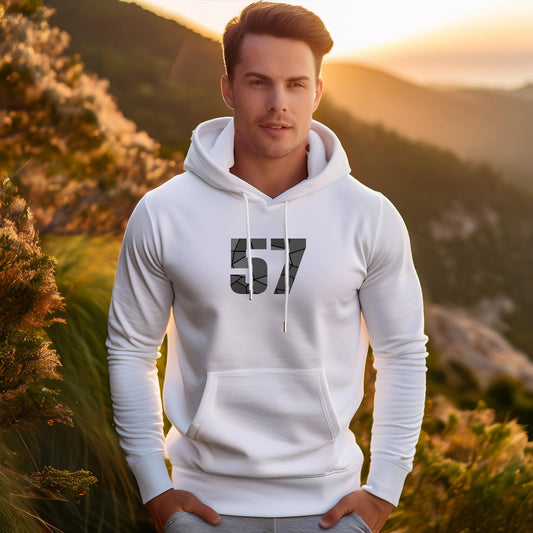 57 Number Unisex Hoodie (White)