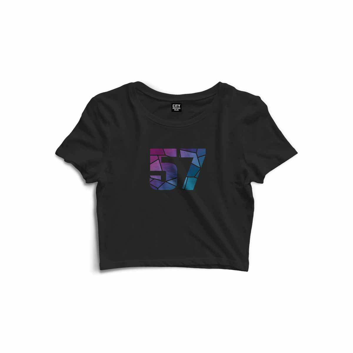 57 Number Women Crop Top (Black)