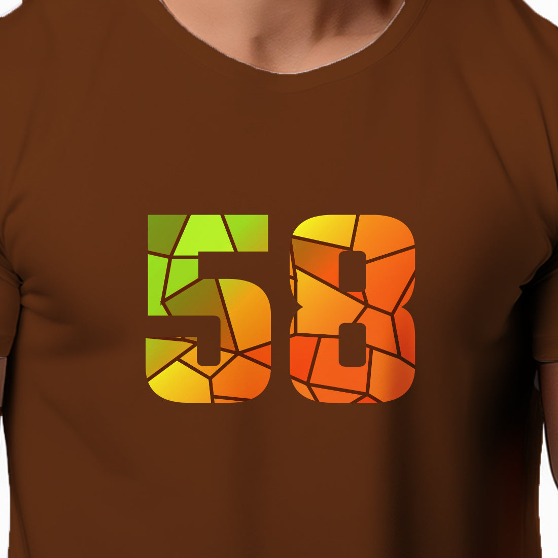 58 Number Men Unisex T-Shirt | Custom Number Graphic Tee (Brown)