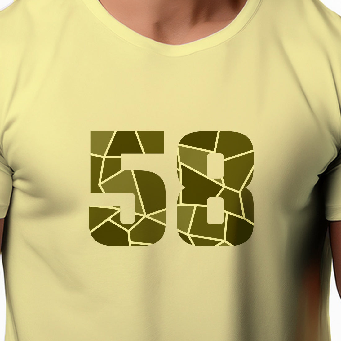 58 Number Men Unisex T-Shirt | Custom Number Graphic Tee (Butter Yellow)