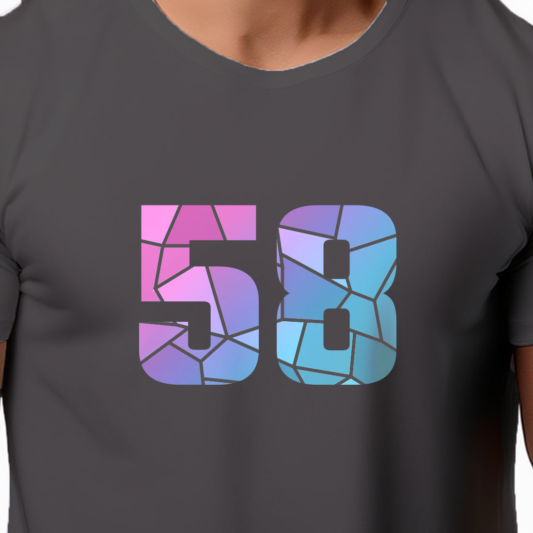 58 Number Men Unisex T-Shirt | Custom Number Graphic Tee (Charcoal Grey)