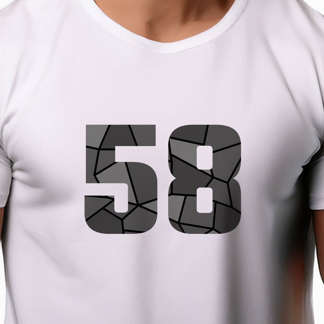 58 Number Men Unisex T-Shirt | Custom Number Graphic Tee (White)