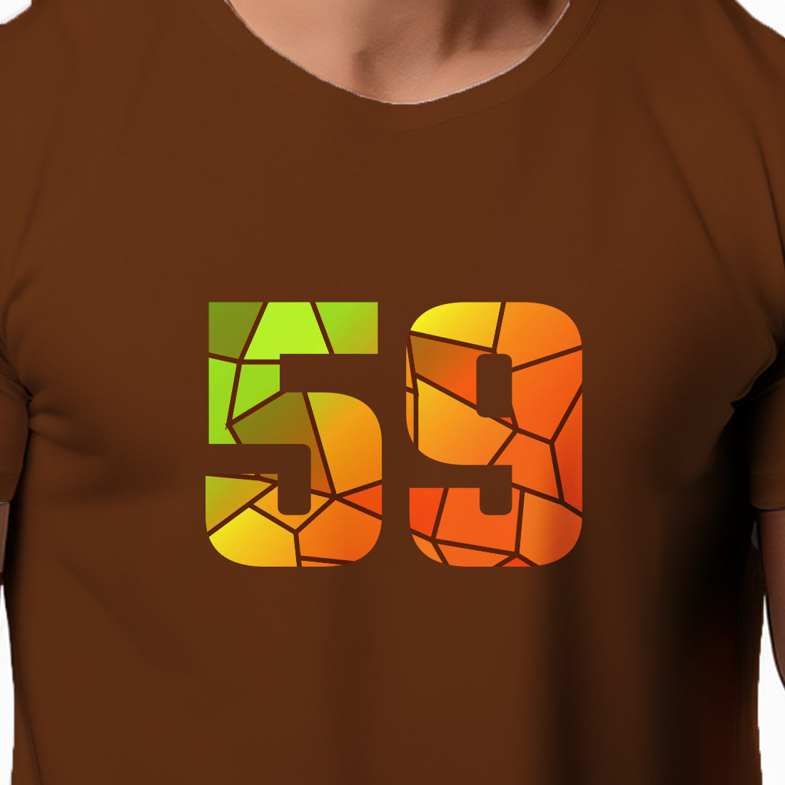 59 Number Men Unisex T-Shirt | Custom Number Graphic Tee (Brown)