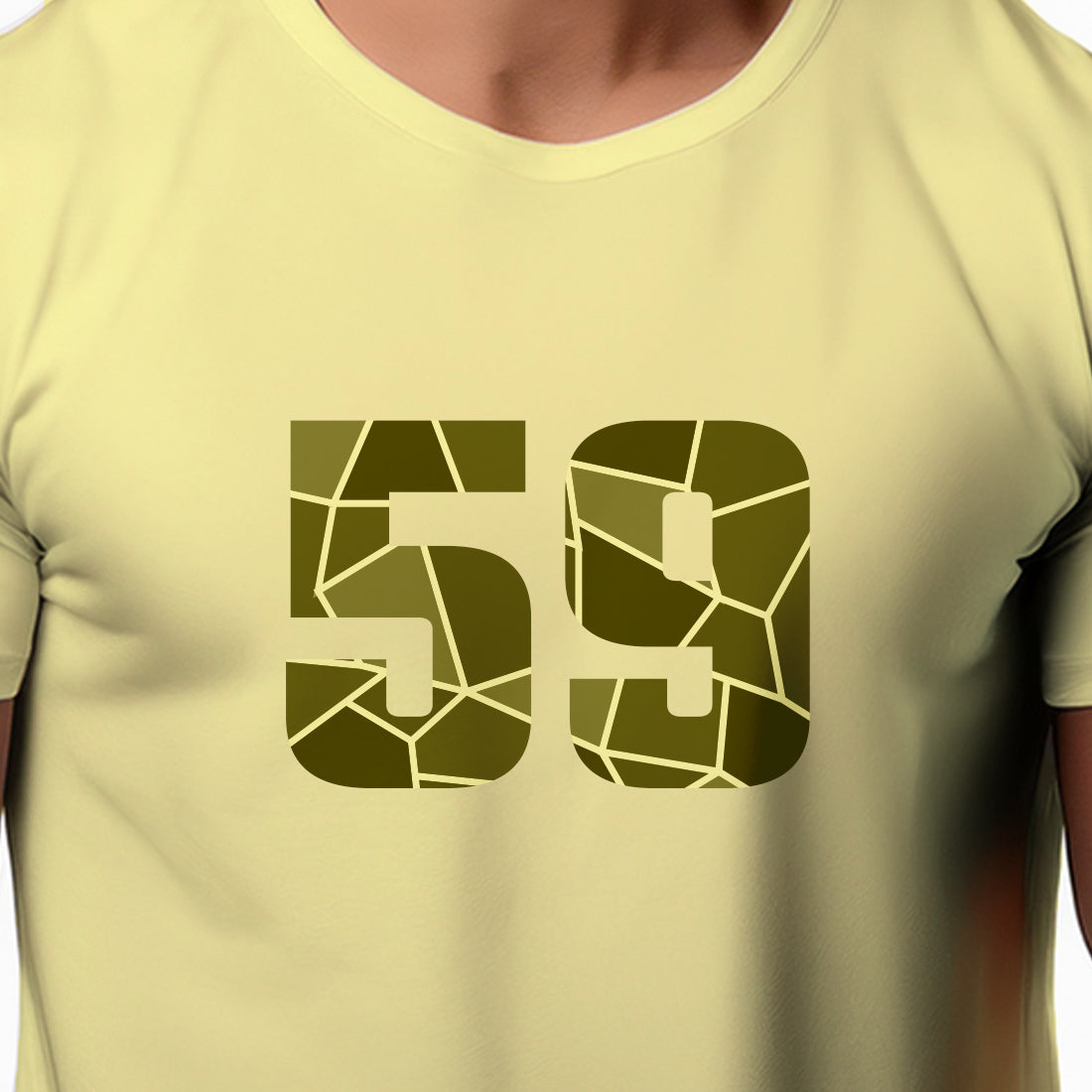 59 Number Men Unisex T-Shirt | Custom Number Graphic Tee (Butter Yellow)