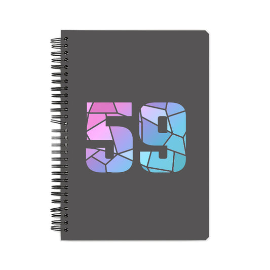 59 Number Notebook (Charcoal Grey, A5 Size, 100 Pages, Ruled, 6 Pack)