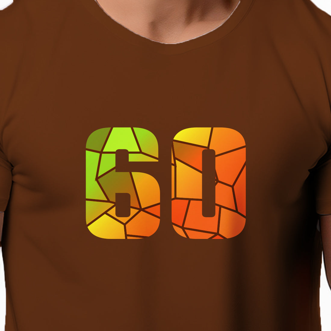 60 Number Men Unisex T-Shirt | Custom Number Graphic Tee (Brown)