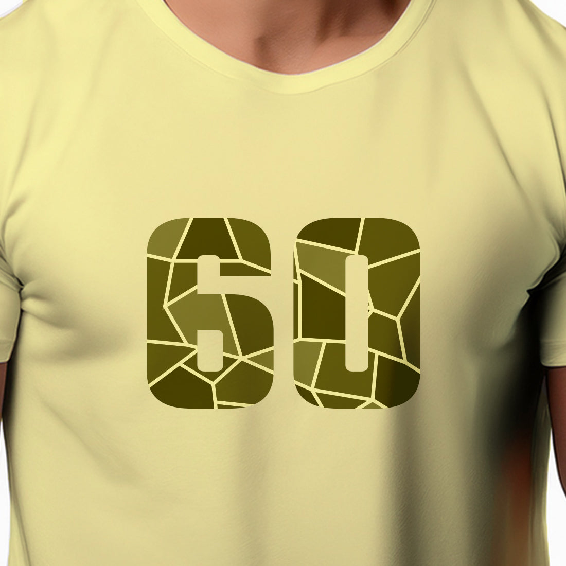 60 Number Men Unisex T-Shirt | Custom Number Graphic Tee (Butter Yellow)