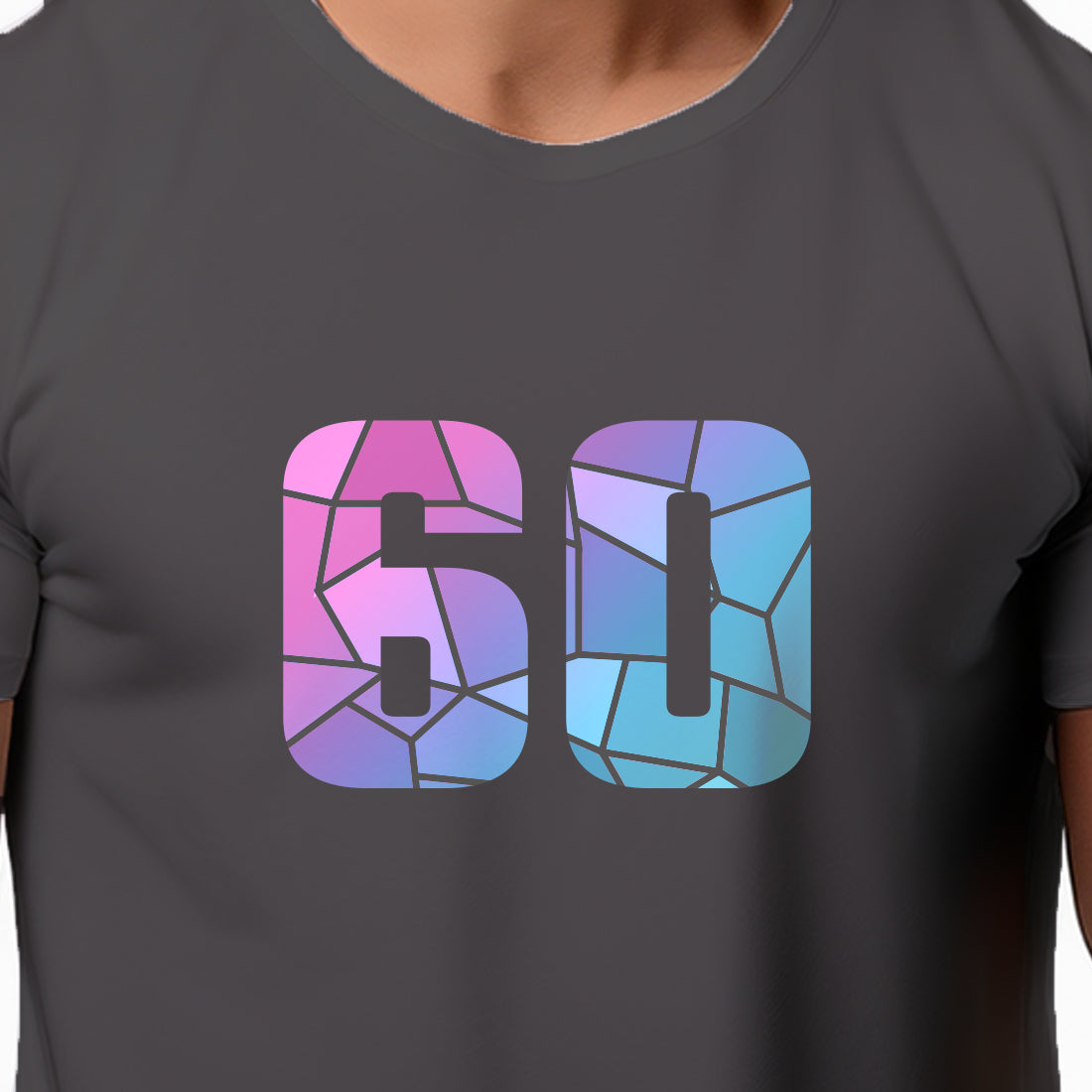 60 Number Men Unisex T-Shirt | Custom Number Graphic Tee (Charcoal Grey)
