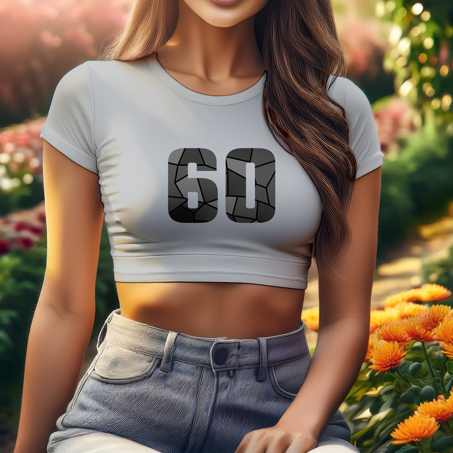 60 Number Women Crop Top (Melange Grey)