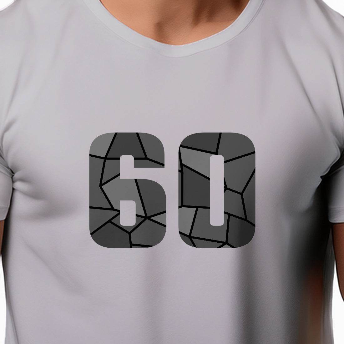 60 Number Men Unisex T-Shirt | Custom Number Graphic Tee (Melange Grey)