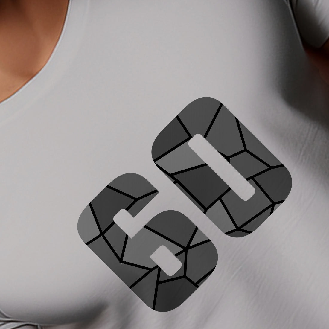 60 Number Men Unisex T-Shirt | Custom Number Graphic Tee (Melange Grey)