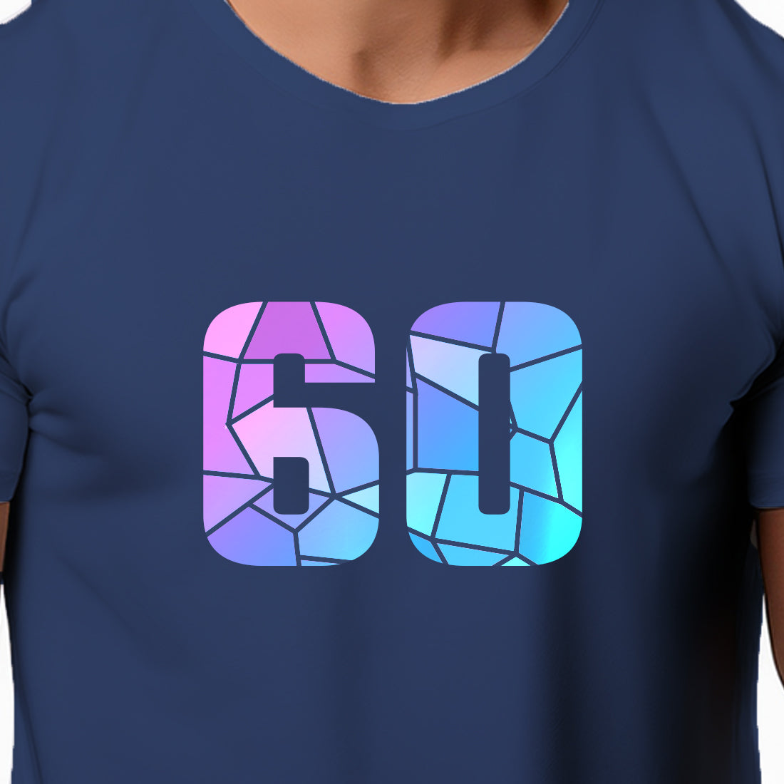 60 Number Men Unisex T-Shirt | Custom Number Graphic Tee (Navy Blue)