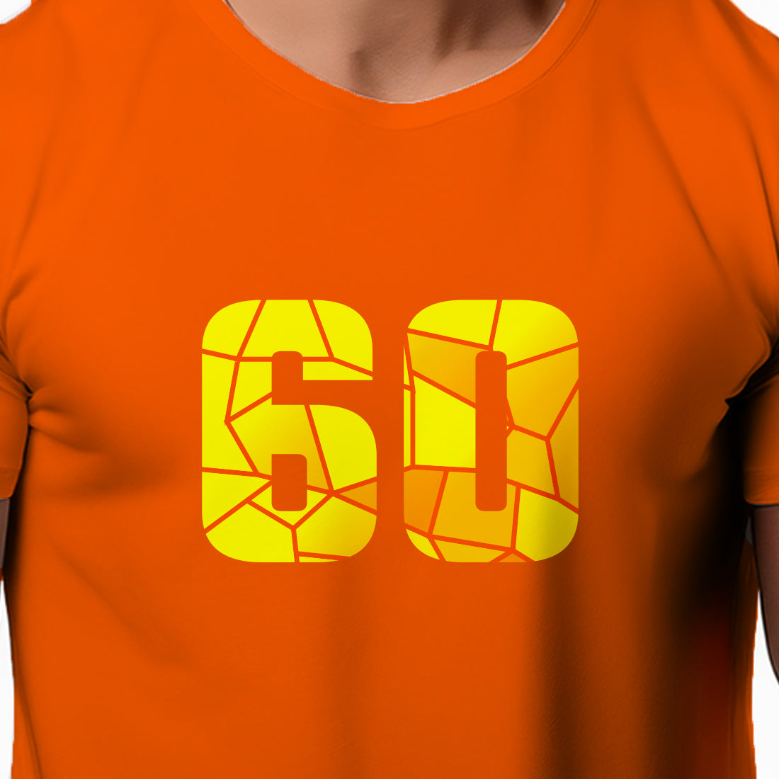 60 Number Men Unisex T-Shirt | Custom Number Graphic Tee (Orange)