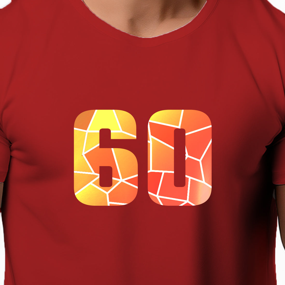 60 Number Men Unisex T-Shirt | Custom Number Graphic Tee (Red)