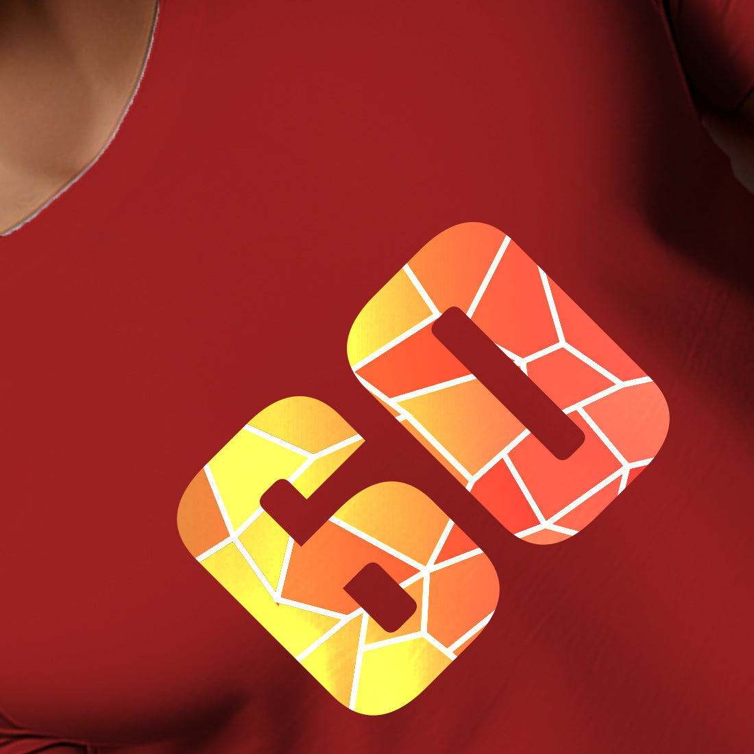 60 Number Men Unisex T-Shirt | Custom Number Graphic Tee (Red)