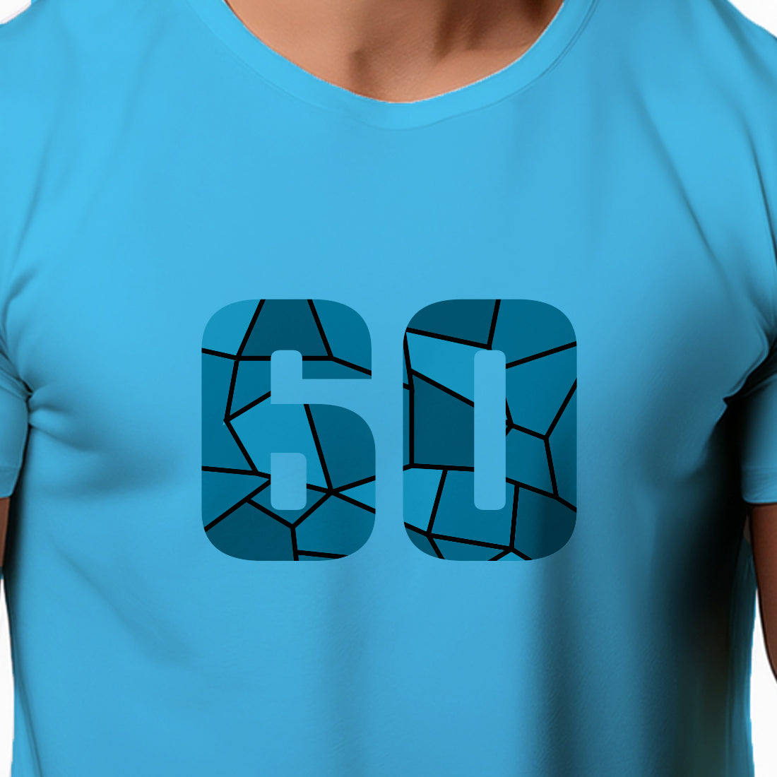 60 Number Men Unisex T-Shirt | Custom Number Graphic Tee (Sky Blue)