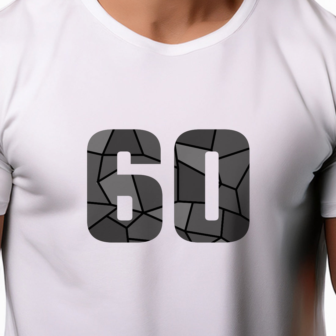 60 Number Men Unisex T-Shirt | Custom Number Graphic Tee (White)