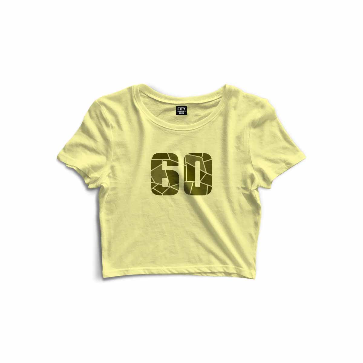 60 Number Women Crop Top (Butter Yellow)