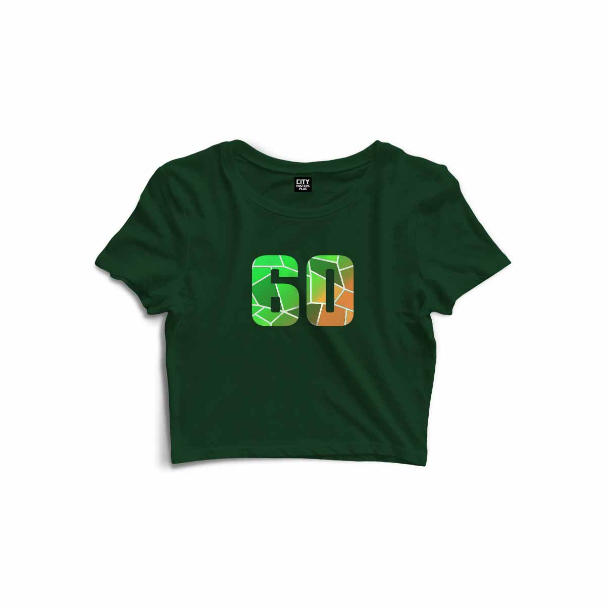 60 Number Women Crop Top (Olive Green)