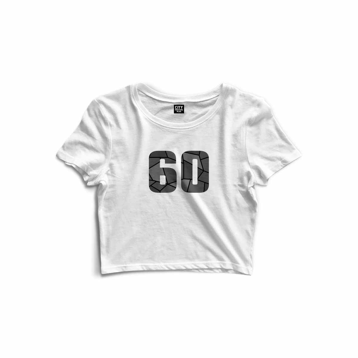 60 Number Women Crop Top (White)