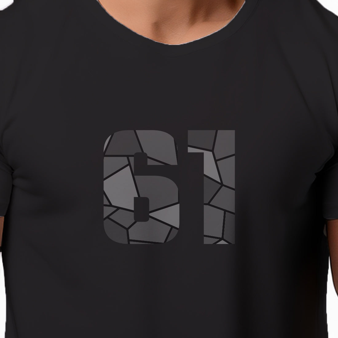 61 Number Men Unisex T-Shirt | Custom Number Graphic Tee (Black)