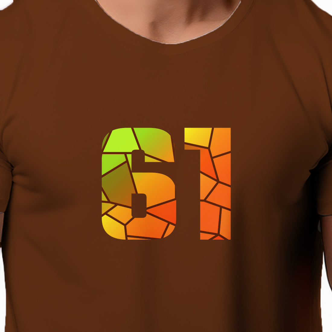 61 Number Men Unisex T-Shirt | Custom Number Graphic Tee (Brown)