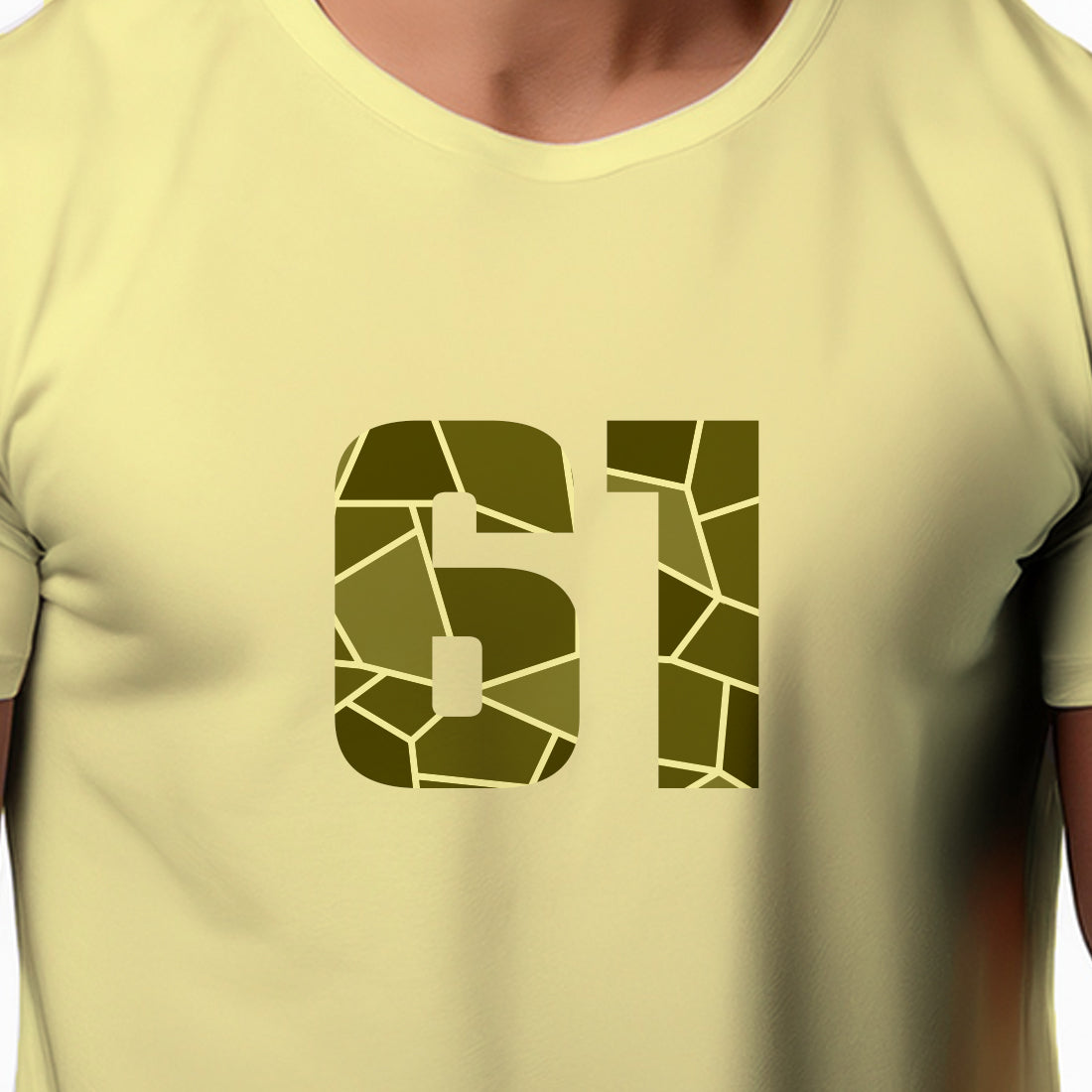 61 Number Men Unisex T-Shirt | Custom Number Graphic Tee (Butter Yellow)