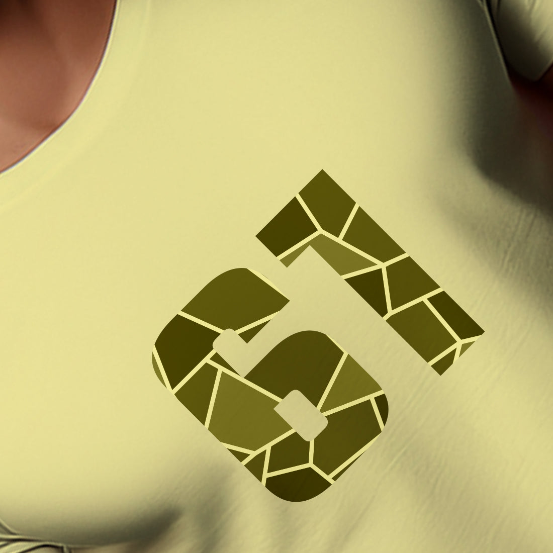 61 Number Men Unisex T-Shirt | Custom Number Graphic Tee (Butter Yellow)