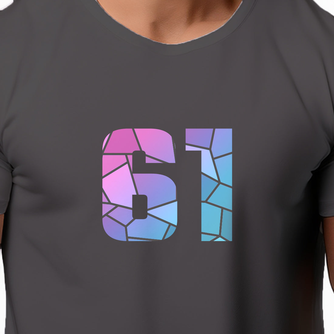 61 Number Men Unisex T-Shirt | Custom Number Graphic Tee (Charcoal Grey)