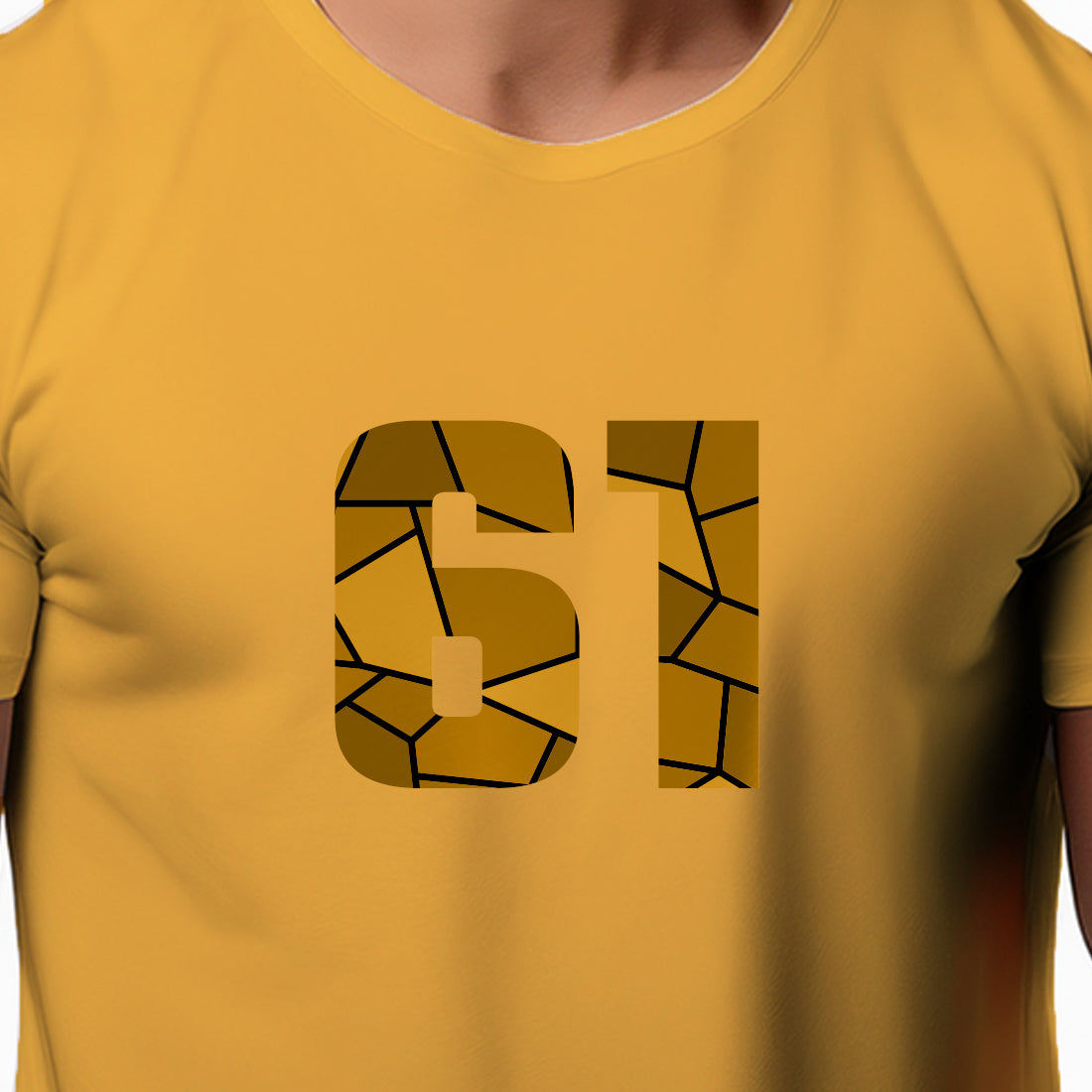 61 Number Men Unisex T-Shirt | Custom Number Graphic Tee (Golden Yellow)