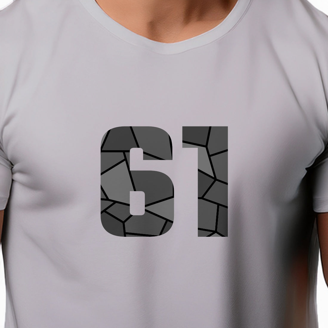 61 Number Men Unisex T-Shirt | Custom Number Graphic Tee (Melange Grey)