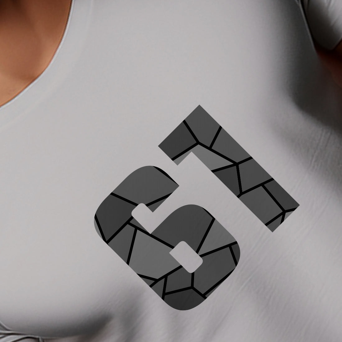 61 Number Men Unisex T-Shirt | Custom Number Graphic Tee (Melange Grey)