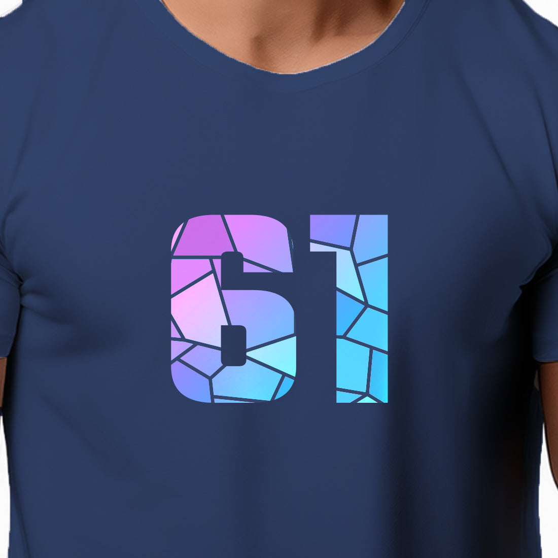 61 Number Men Unisex T-Shirt | Custom Number Graphic Tee (Navy Blue)