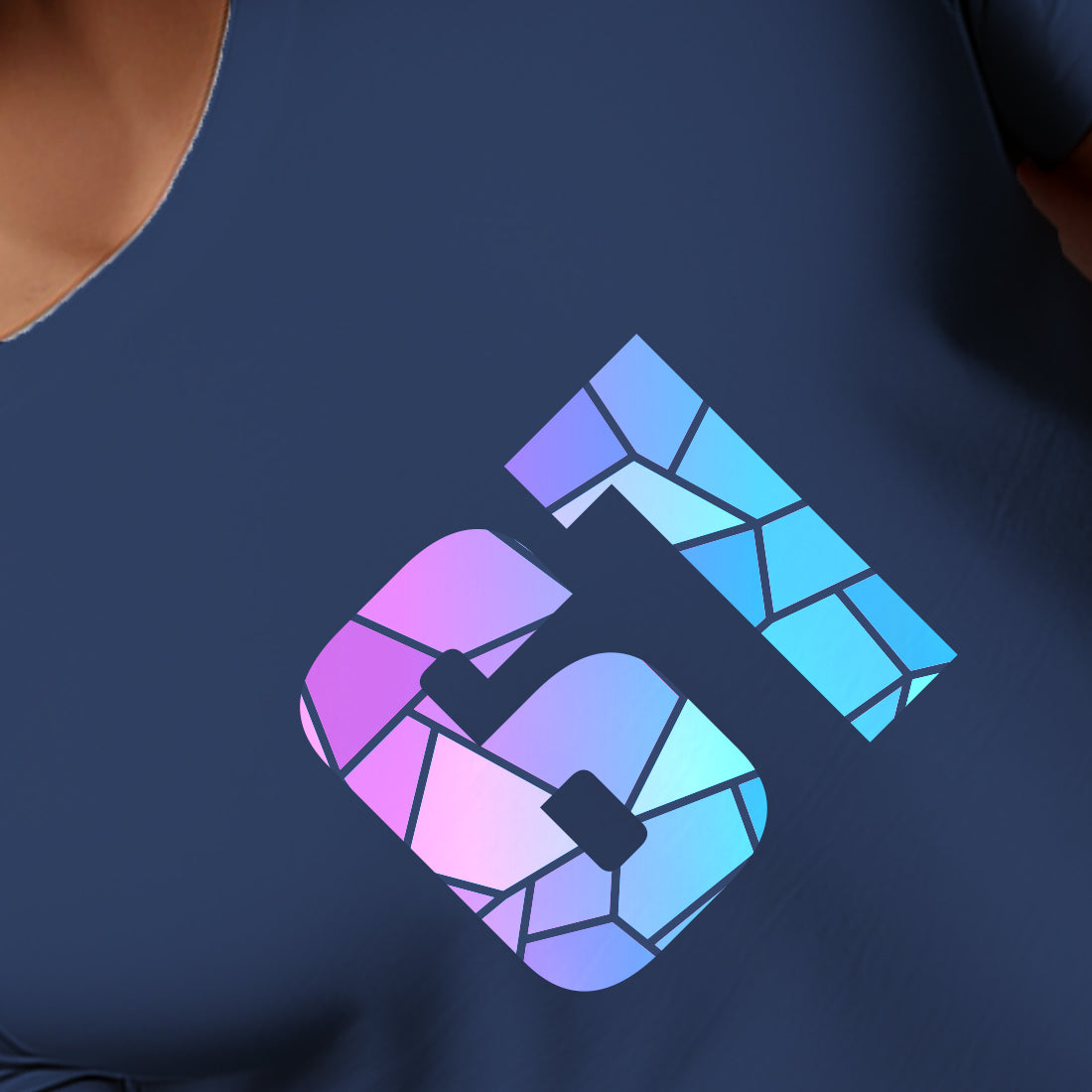 61 Number Men Unisex T-Shirt | Custom Number Graphic Tee (Navy Blue)