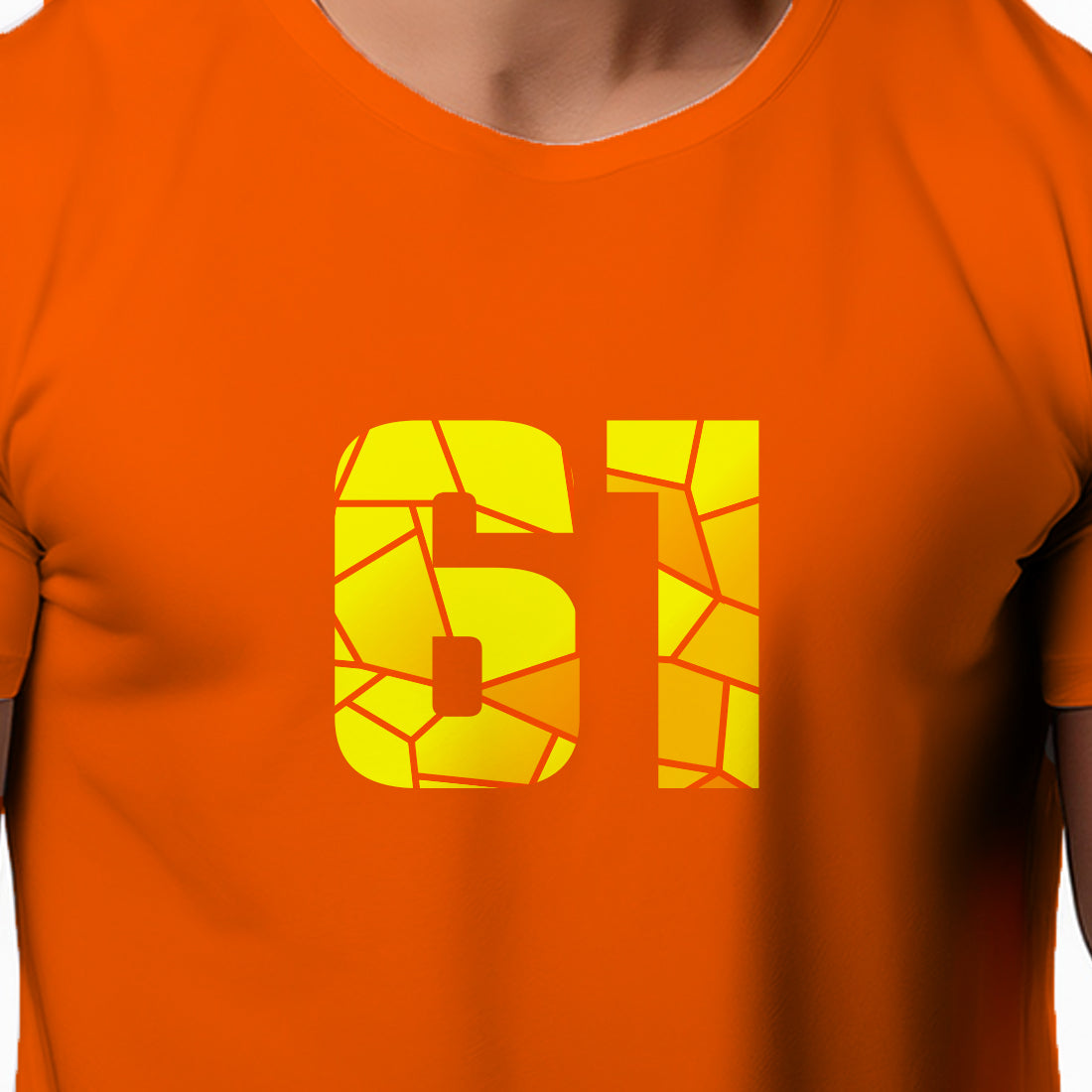 61 Number Men Unisex T-Shirt | Custom Number Graphic Tee (Orange)