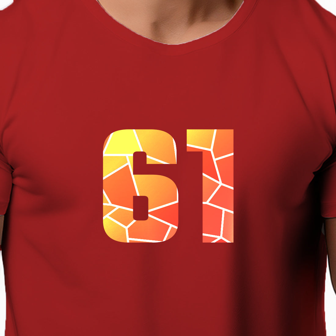 61 Number Men Unisex T-Shirt | Custom Number Graphic Tee (Red)