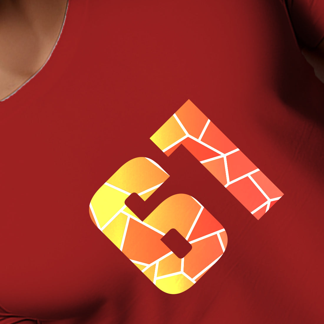 61 Number Men Unisex T-Shirt | Custom Number Graphic Tee (Red)