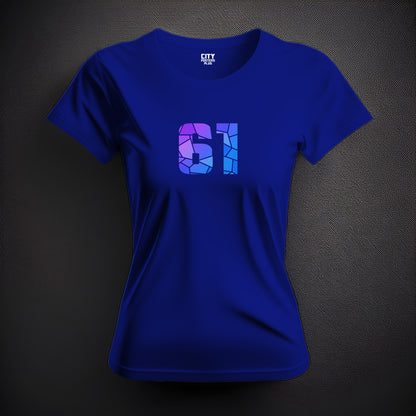 61 Number Women T-Shirt (Royal Blue) | Stylish Numeric Graphic Tee