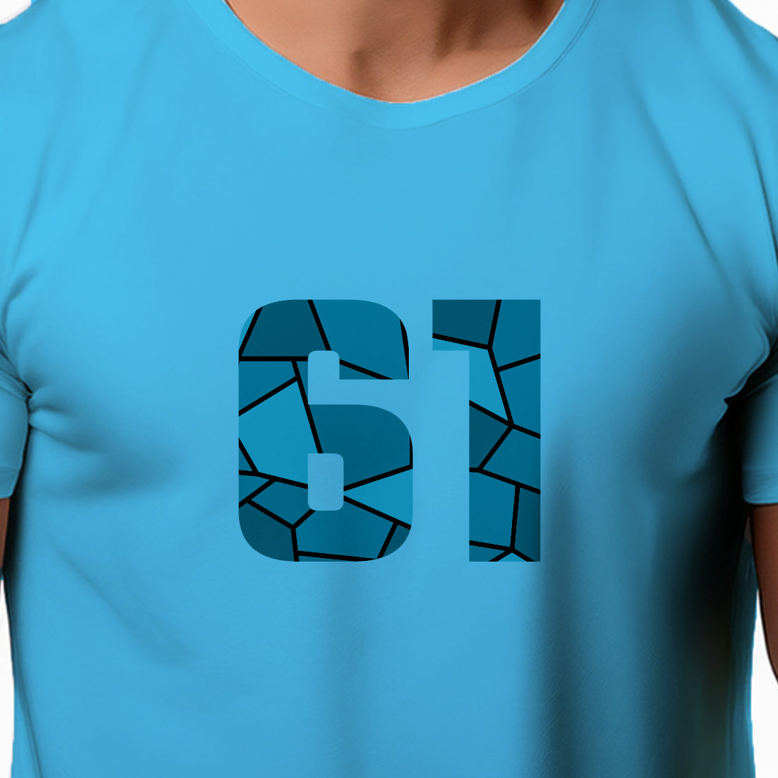 61 Number Men Unisex T-Shirt | Custom Number Graphic Tee (Sky Blue)