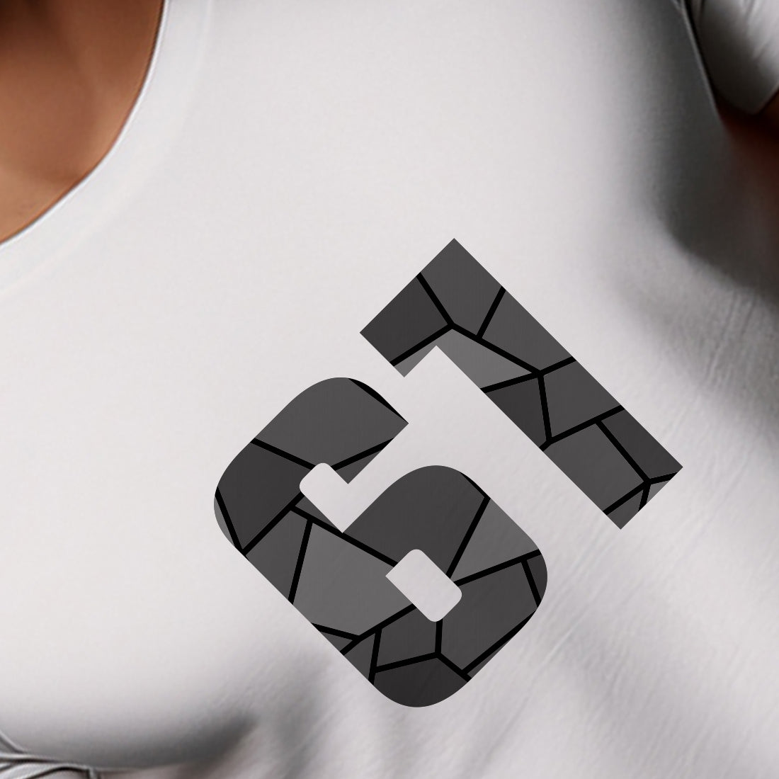 61 Number Men Unisex T-Shirt | Custom Number Graphic Tee (White)