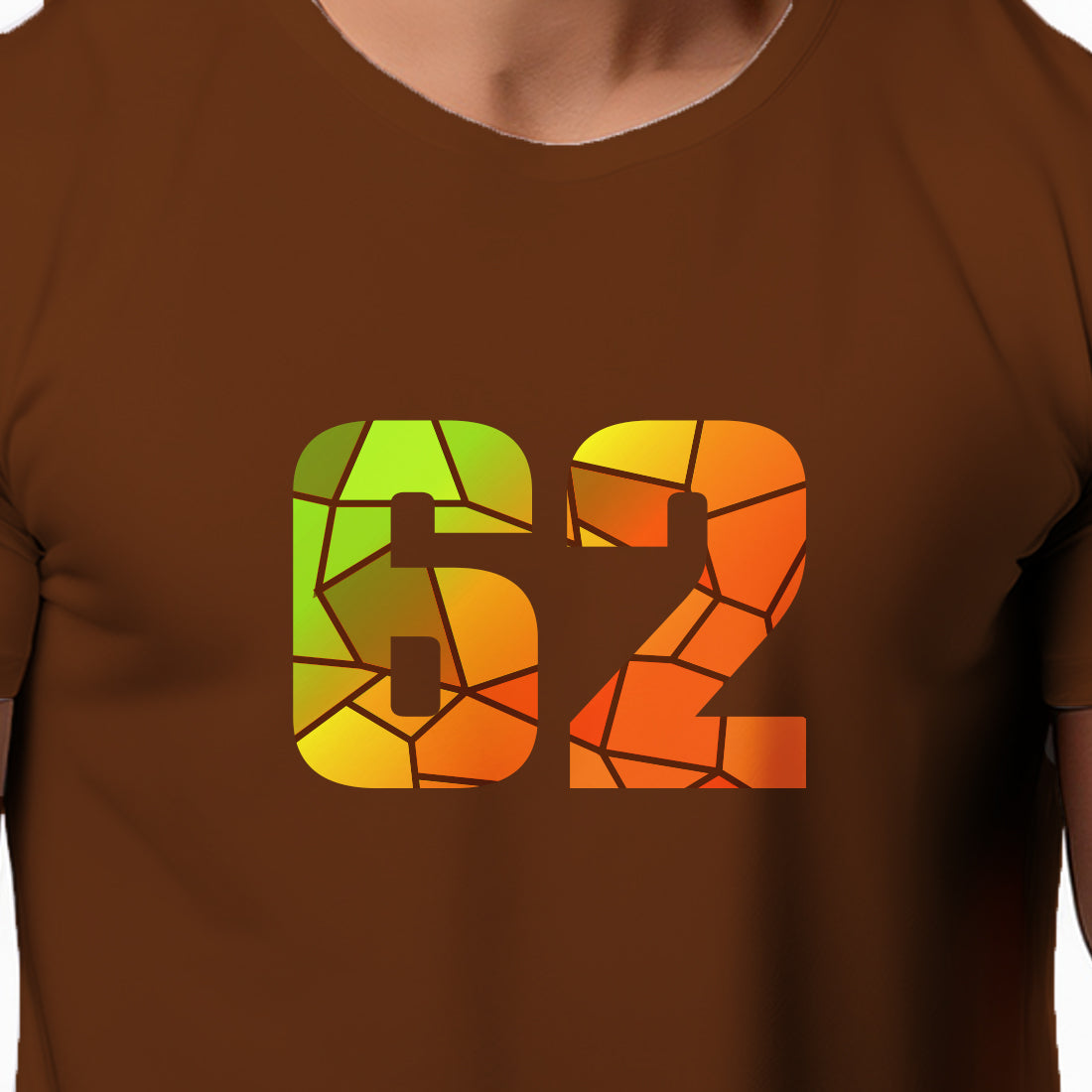 62 Number Men Unisex T-Shirt | Custom Number Graphic Tee (Brown)