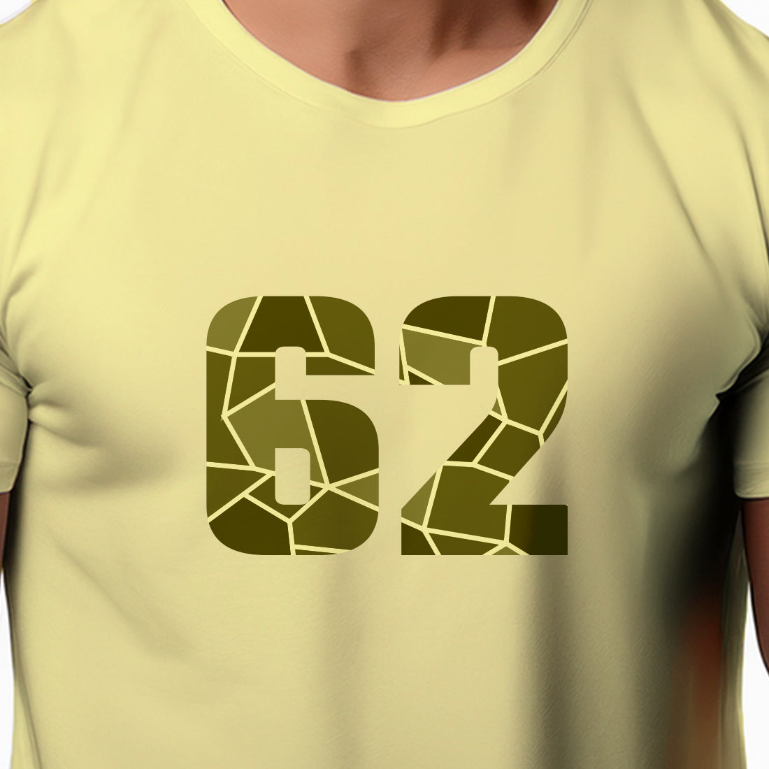 62 Number Men Unisex T-Shirt | Custom Number Graphic Tee (Butter Yellow)