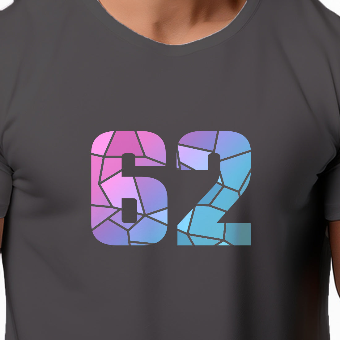 62 Number Men Unisex T-Shirt | Custom Number Graphic Tee (Charcoal Grey)