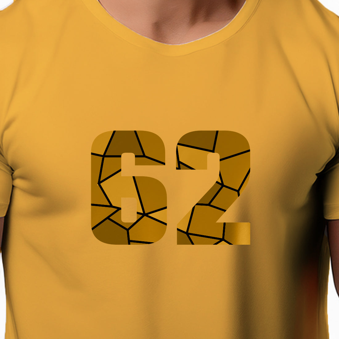 62 Number Men Unisex T-Shirt | Custom Number Graphic Tee (Golden Yellow)