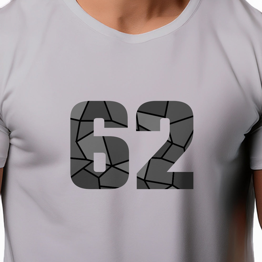 62 Number Men Unisex T-Shirt | Custom Number Graphic Tee (Melange Grey)