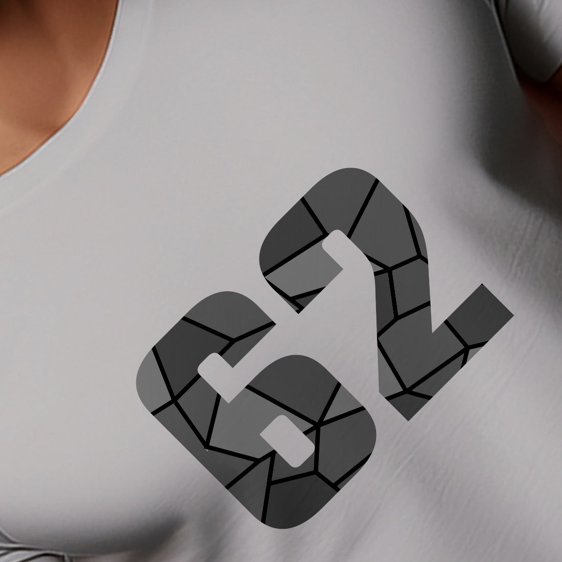 62 Number Men Unisex T-Shirt | Custom Number Graphic Tee (Melange Grey)