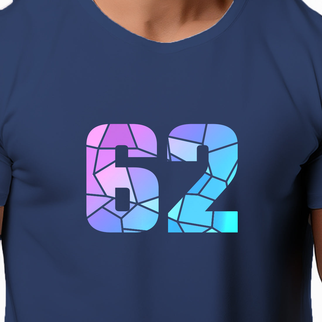 62 Number Men Unisex T-Shirt | Custom Number Graphic Tee (Navy Blue)